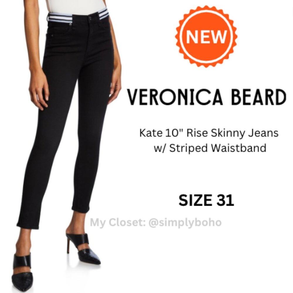 NEW - Veronica Beard women’s KATE 10" SKINNY jeans elastic waistband 31
